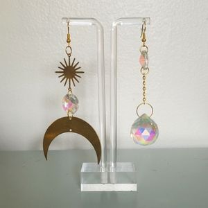 hand-crafted sun and moon earrings